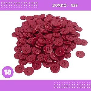 Botão de Camisaria 4 Furos 01485 Tam:18 - Pct c/144 Unid. Cor:BORDO-527