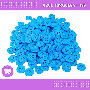 Botão de Camisaria 4 Furos 01485 Tam:18 - Pct c/144 Unid. Cor:AZUL-TURQUESA-199