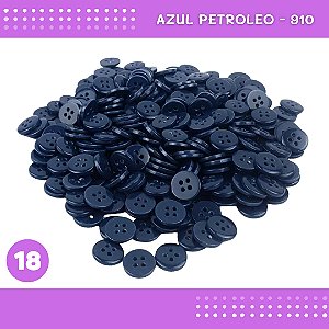 Botão de Camisaria 4 Furos 01485 Tam:18 - Pct c/144 Unid. Cor:AZUL-PETROLEO-910
