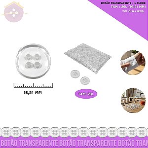 Botão Transparente 4 Furos 03277 - Pct C/144 Unid. Tamanho:26