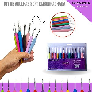 Kit Completo 12 Agulhas Soft Cabo Comfort Emborrachado - Croche e Amigurumi