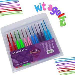 Kit C/12 Agulhas de Crochê de Cabo Plástico - Croche, Tricot, Bordado, Barbante