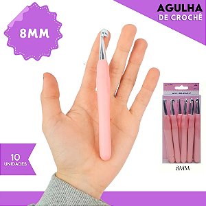 Agulha de Crochê Soft Cabo Emborrachado - Pct C/10 Unid. Tam:8.0MM