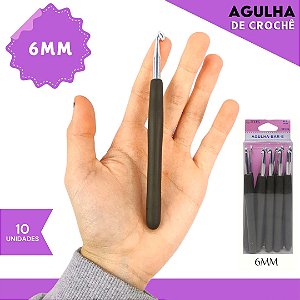 Agulha de Crochê Soft Cabo Emborrachado - Pct C/10 Unid. Tam:6.0MM