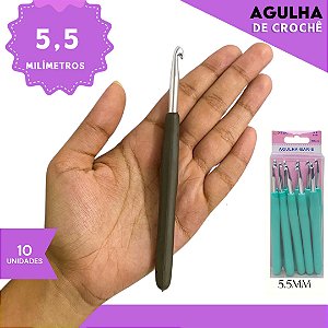 Agulha de Crochê Soft Cabo Emborrachado - Pct C/10 Unid. Tam:5.5MM