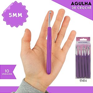 Agulha de Crochê Soft Cabo Emborrachado - Pct C/10 Unid. Tam:5.0MM