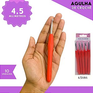 Agulha de Crochê Soft Cabo Emborrachado - Pct C/10 Unid. Tam:4.5MM