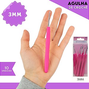 Agulha de Crochê Soft Cabo Emborrachado - Pct C/10 Unid. Tam:3.0MM