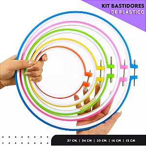 Kit C/5 Bastidor de Plastico - Regulador Ajustável e tarracha P/ Bordado