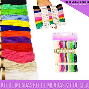 Kit C/12 Meadas p/ Bordado Ponto Cruz - Cores Sortidas NYBC