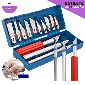 Kit Estilete De Precisão Bisturi Profissional  - Artesanato - C/ 13 Peças