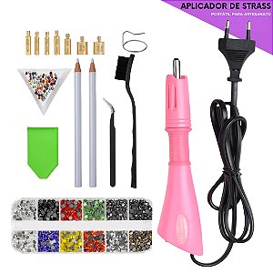 Kit Aplicador De Strass + Estojo C/ Strass Colorido Termocolante Ref: CL-12