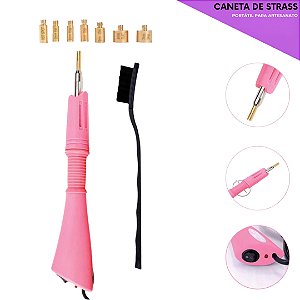 Caneta Aplicadora de Strass Bivolt Com 7 Pontas - Rosa Ref: DW-AW02