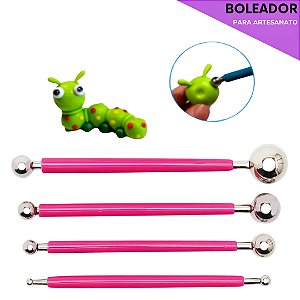 Kit 4 Boleadores Rosa Pontas Dupla Metal Artesanato Biscuit Ref: CL-30R