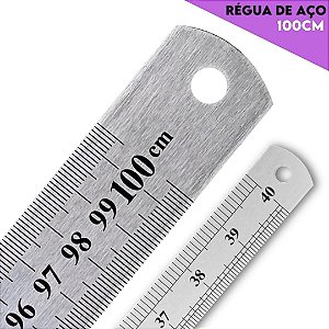 Regua de Aço Metal Inox Dupla Face - 100cm - Artesanato e Patchwork