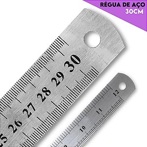 Regua de Aço Metal Inox Dupla Face - 30cm - Artesanato e Patchwork