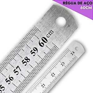 Regua de Aço Metal Inox Dupla Face - 60cm - Artesanato e Patchwork