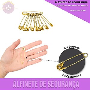 Alfinete De Segurança e Fralda - Ouro - Blister C/50 Unid. TAM:Nº5 (5.5cm)