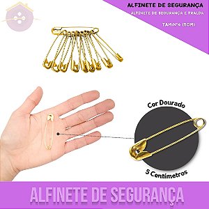 Alfinete De Segurança e Fralda - Ouro - Blister C/50 Unid. TAM:Nº4 (5cm)