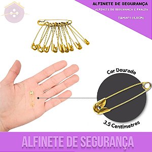 Alfinete De Segurança e Fralda - Ouro - Blister C/100 Unid. TAM:Nº1 (3.5cm)