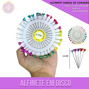 Alfinete Coração - 5.5 cm - Disco C/30 Alfinetes