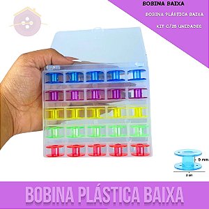 Kit c/25 Bobinas Plástica P/ Maquina de Costura Baixa