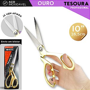 Tesoura de Alfaiate Aço Inox 10" Profissional - Costura e Modelagem COR: OURO