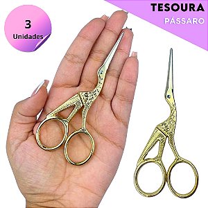 Kit C/3 Tesoura Pássaro De Alfaiataria Em Aço Inoxidável 3.5" - Artesanato