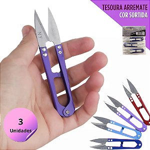 3 Tesouras de Arremate Pic- Cabo Premium de Metal Inoxidavel