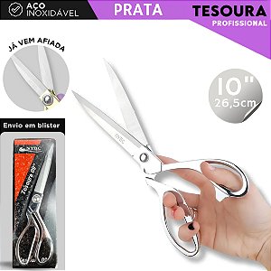 Tesoura de Alfaiate Aço Inox 10" Profissional - Costura e Modelagem COR: PRATA