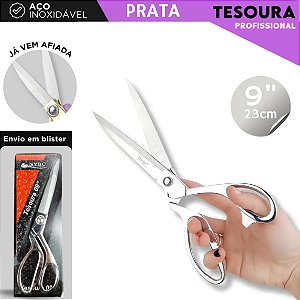 Tesoura de Alfaiate Aço Inox 9" Profissional - Costura e Modelagem COR: PRATA