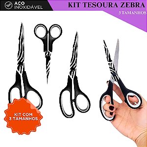 Kit C/ 3 Tesouras Decoradas Para Costura e Artesanato - Zebra