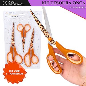 Kit C/ 3 Tesouras Decorado Para Costura e Artesanato - Onça
