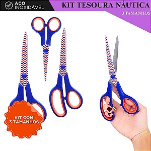 Kit C/ 3 Tesouras Decoradas Para Costura e Artesanato - Nautica