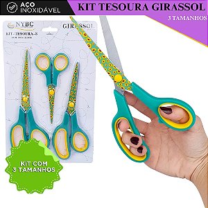 Kit C/ 3 Tesouras Decoradas Para Costura e Artesanato - Girassol