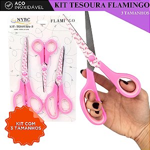 Kit C/ 3 Tesouras Decorado Para Costura e Artesanato - Flamingo
