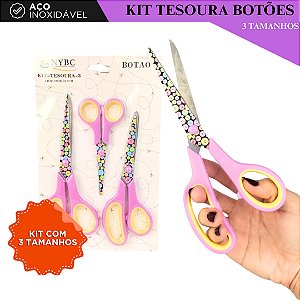 Kit C/ 3 Tesouras Decorada Para Costura e Artesanato - Botoes
