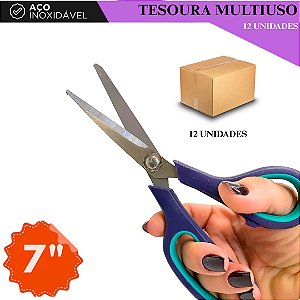 12 Tesouras Multiuso P/Costura e Artesanato - TAM 07"
