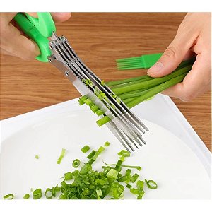 Tesoura de Cozinha C/5 Lâminas - Cortar Picar Alimentos Legumes Verdura e Ervas