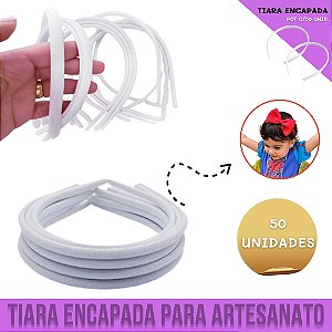 Kit 50 Tiaras Encapadas Branca Flexivel P/ Artesanato  - 10mm - Laceiras