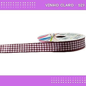 Fita Xadrez N°3 - 15mm - Rolo c/10 Mts Laços Junina Natalina COR:VINHO-CLARO-527