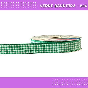 Fita Xadrez N°3 - 15mm - Rolo c/10 Mts Laços Junina Natalina COR:VERDE-BANDEIRA-540