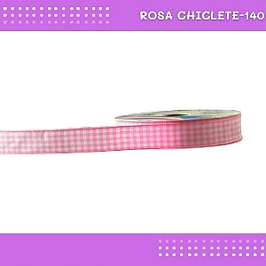 Fita Xadrez N°3 - 15mm - Rolo c/10 Mts Laços Junina Natalina COR:ROSA-CHICLETE-140