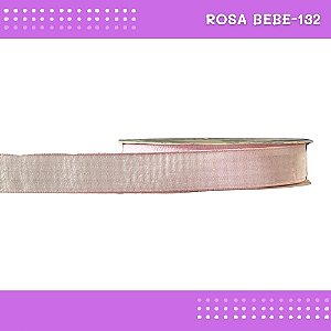 Fita Xadrez N°3 - 15mm - Rolo c/10 Mts Laços Junina Natalina COR:ROSA-BEBE-132