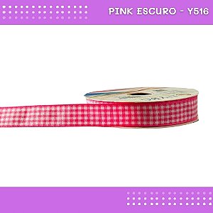 Fita Xadrez N°3 - 15mm - Rolo c/10 Mts Laços Junina Natalina COR:PINK-ESCURO-Y516