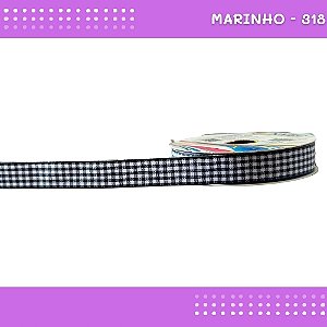 Fita Xadrez N°3 - 15mm - Rolo c/10 Mts Laços Junina Natalina COR:MARINHO-318