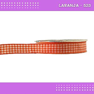 Fita Xadrez N°3 - 15mm - Rolo c/10 Mts Laços Junina Natalina COR:LARANJA-523