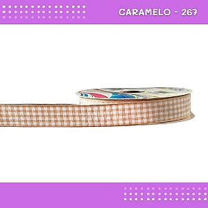 Fita Xadrez N°3 - 15mm - Rolo c/10 Mts Laços Junina Natalina COR:CARAMELO-267