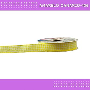 Fita Xadrez N°3 - 15mm - Rolo c/10 Mts Laços Junina Natalina COR:AMARELO-CANARIO-106