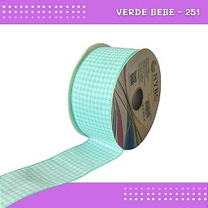Fita Xadrez N°9 - 38mm - Rolo c/10 Mts Laços Junina Natalina COR:VERDE-BEBE-251